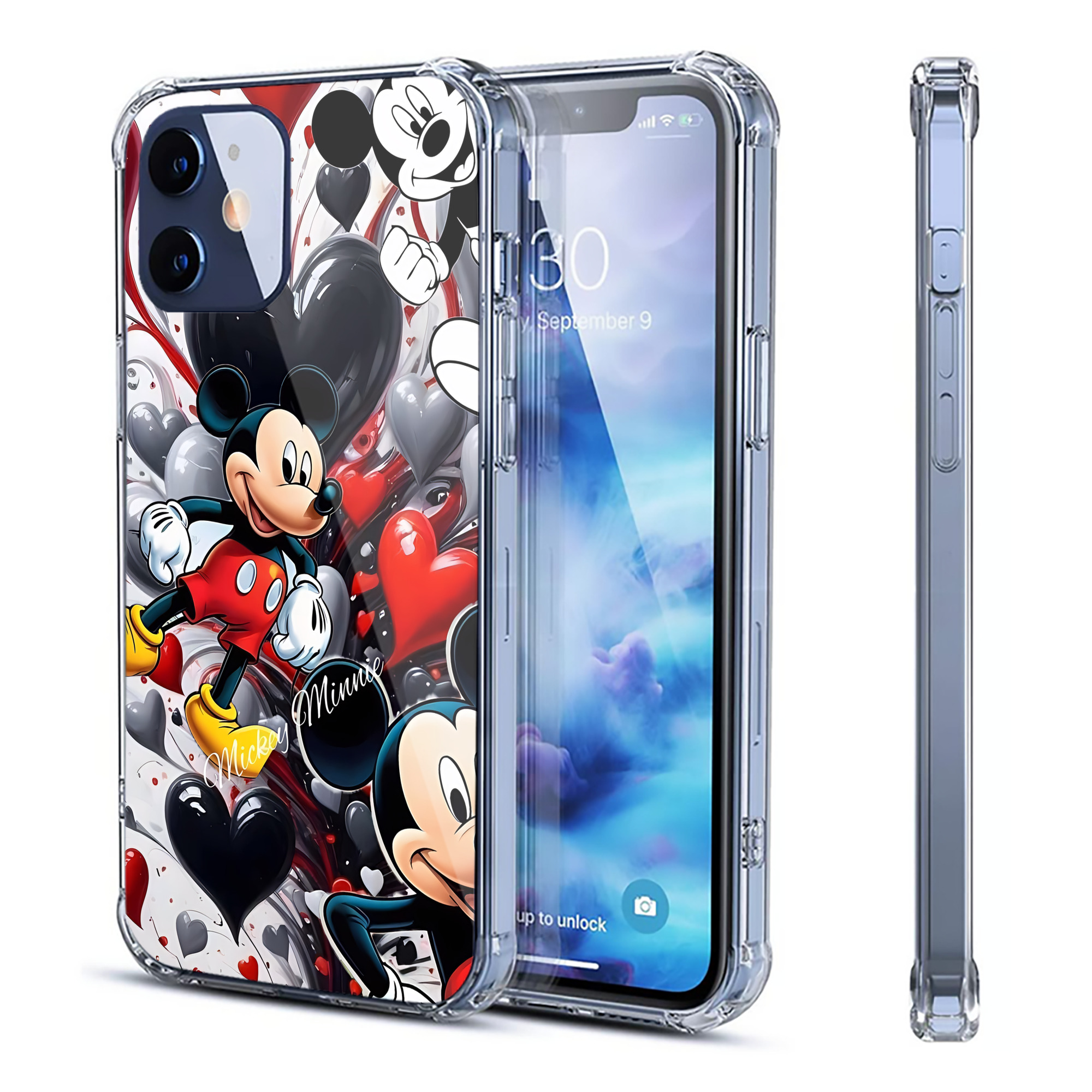 （画像用） ミッキーマウス Mickey Mouse 【iPhone 12シリーズ対応】透明スマホケース（クリアソフトケース）
